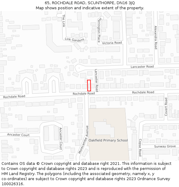 65, ROCHDALE ROAD, SCUNTHORPE, DN16 3JQ: Location map and indicative extent of plot