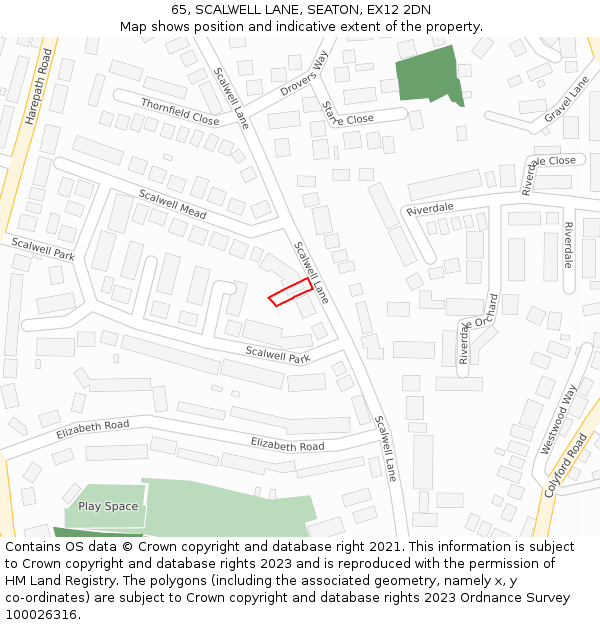 65, SCALWELL LANE, SEATON, EX12 2DN: Location map and indicative extent of plot