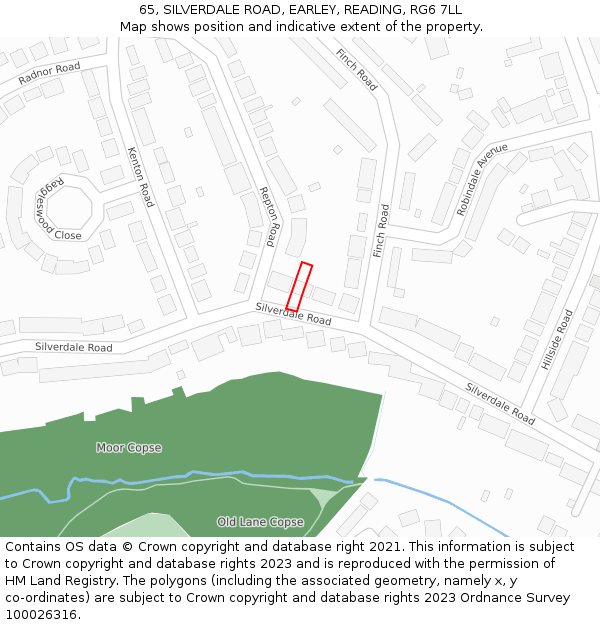 65, SILVERDALE ROAD, EARLEY, READING, RG6 7LL: Location map and indicative extent of plot
