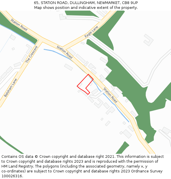 65, STATION ROAD, DULLINGHAM, NEWMARKET, CB8 9UP: Location map and indicative extent of plot