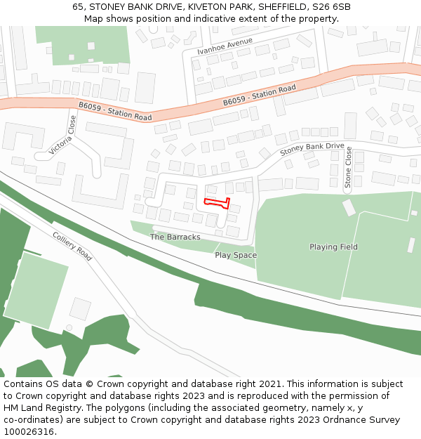 65, STONEY BANK DRIVE, KIVETON PARK, SHEFFIELD, S26 6SB: Location map and indicative extent of plot