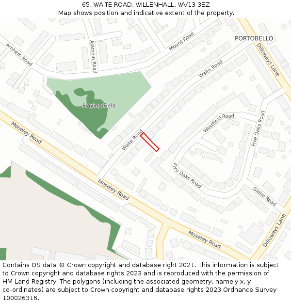 65, WAITE ROAD, WILLENHALL, WV13 3EZ: Location map and indicative extent of plot