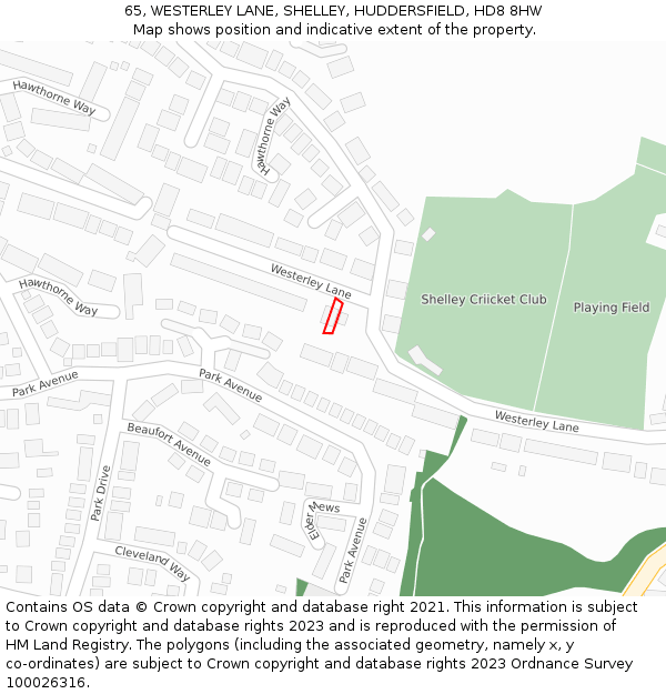 65, WESTERLEY LANE, SHELLEY, HUDDERSFIELD, HD8 8HW: Location map and indicative extent of plot