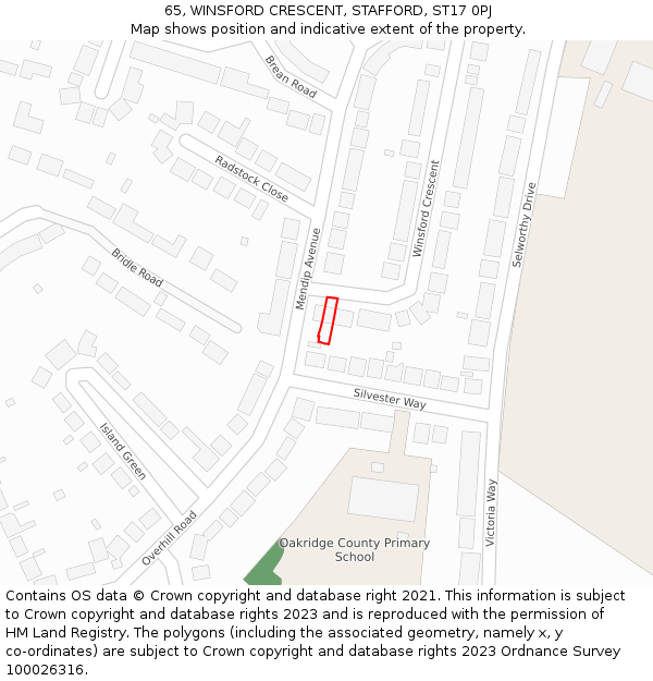 65, WINSFORD CRESCENT, STAFFORD, ST17 0PJ: Location map and indicative extent of plot