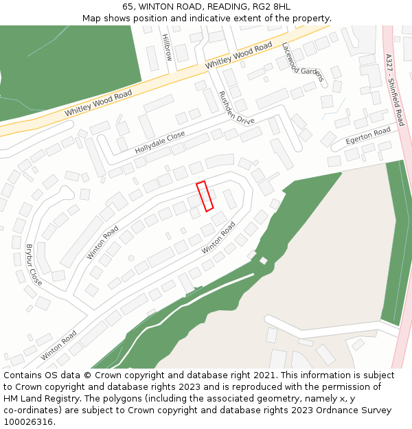 65, WINTON ROAD, READING, RG2 8HL: Location map and indicative extent of plot
