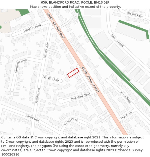 659, BLANDFORD ROAD, POOLE, BH16 5EF: Location map and indicative extent of plot