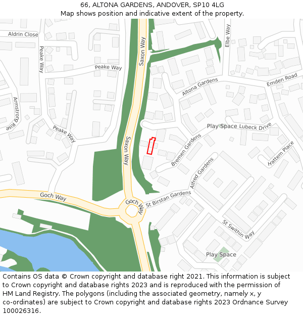 66, ALTONA GARDENS, ANDOVER, SP10 4LG: Location map and indicative extent of plot