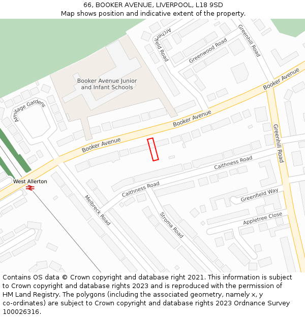 66, BOOKER AVENUE, LIVERPOOL, L18 9SD: Location map and indicative extent of plot