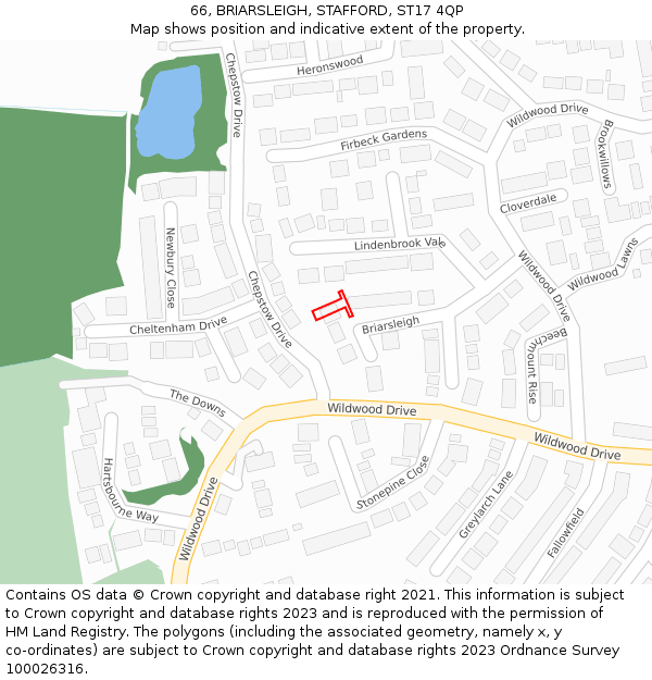 66, BRIARSLEIGH, STAFFORD, ST17 4QP: Location map and indicative extent of plot