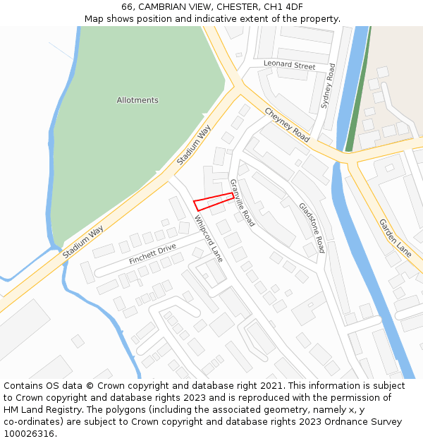 66, CAMBRIAN VIEW, CHESTER, CH1 4DF: Location map and indicative extent of plot