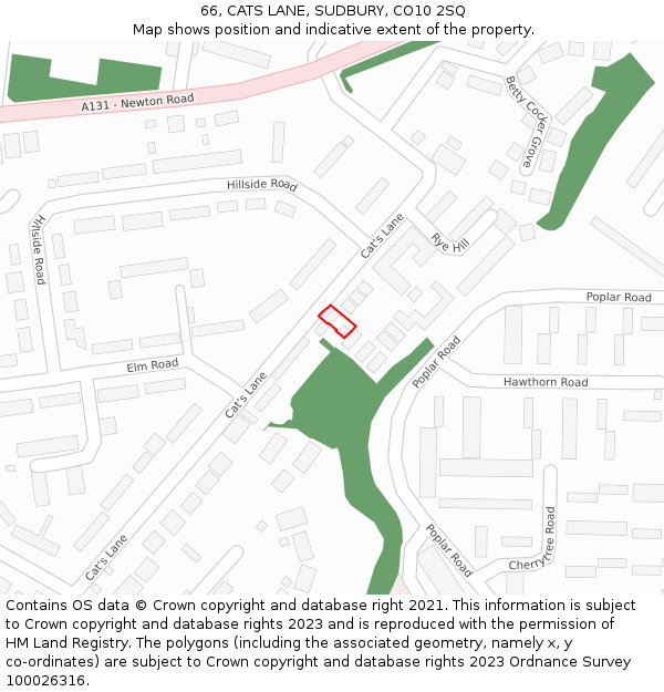 66, CATS LANE, SUDBURY, CO10 2SQ: Location map and indicative extent of plot