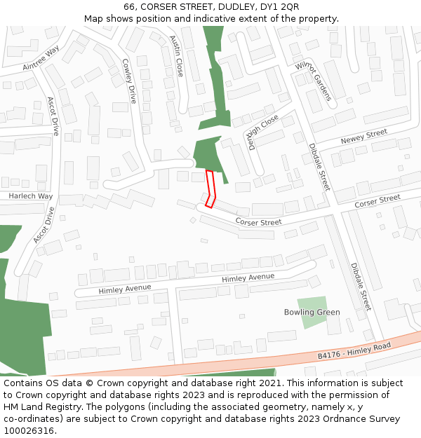 66, CORSER STREET, DUDLEY, DY1 2QR: Location map and indicative extent of plot