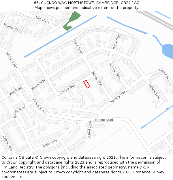 66, CUCKOO WAY, NORTHSTOWE, CAMBRIDGE, CB24 1AQ: Location map and indicative extent of plot