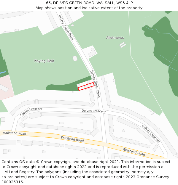 66, DELVES GREEN ROAD, WALSALL, WS5 4LP: Location map and indicative extent of plot