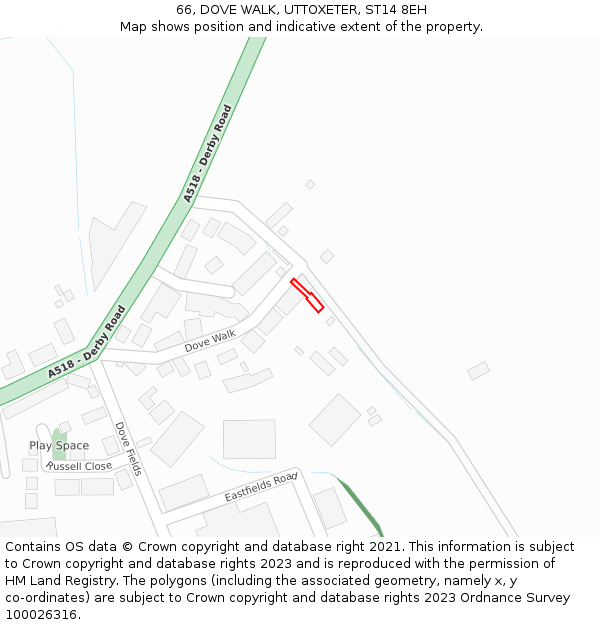 66, DOVE WALK, UTTOXETER, ST14 8EH: Location map and indicative extent of plot