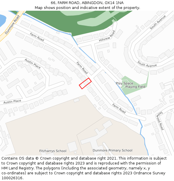 66, FARM ROAD, ABINGDON, OX14 1NA: Location map and indicative extent of plot