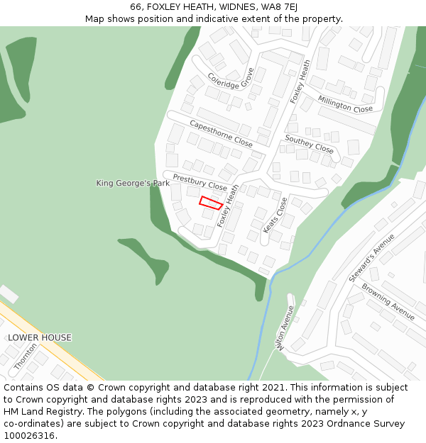 66, FOXLEY HEATH, WIDNES, WA8 7EJ: Location map and indicative extent of plot