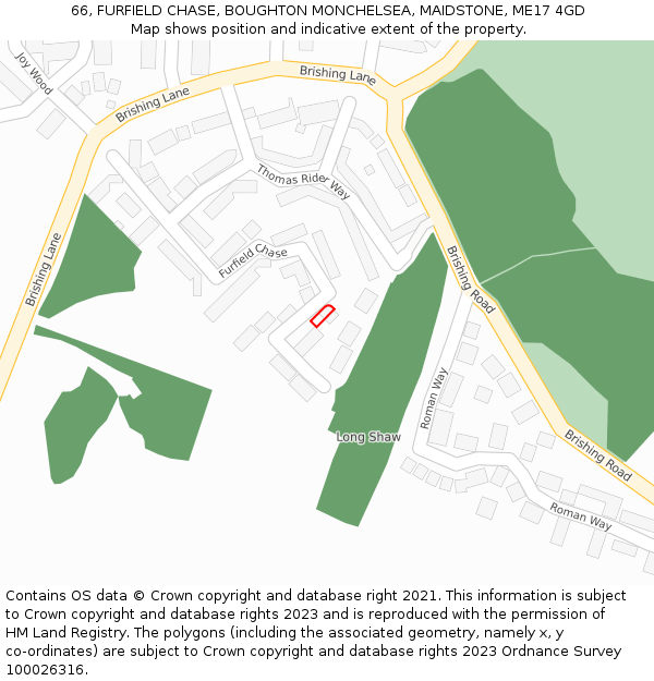 66, FURFIELD CHASE, BOUGHTON MONCHELSEA, MAIDSTONE, ME17 4GD: Location map and indicative extent of plot