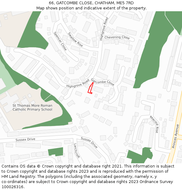 66, GATCOMBE CLOSE, CHATHAM, ME5 7RD: Location map and indicative extent of plot