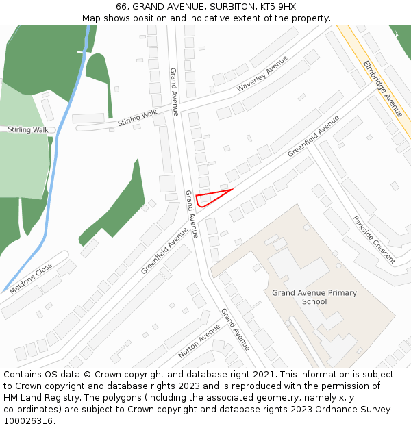 66, GRAND AVENUE, SURBITON, KT5 9HX: Location map and indicative extent of plot