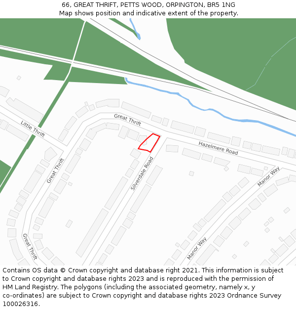 66, GREAT THRIFT, PETTS WOOD, ORPINGTON, BR5 1NG: Location map and indicative extent of plot