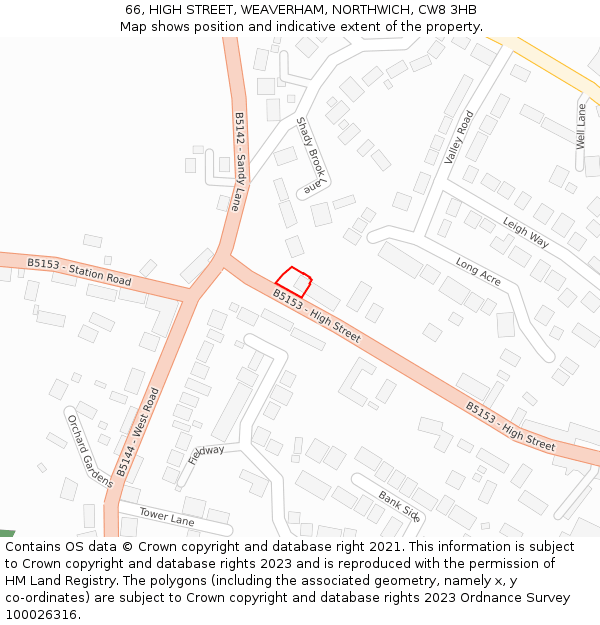 66, HIGH STREET, WEAVERHAM, NORTHWICH, CW8 3HB: Location map and indicative extent of plot