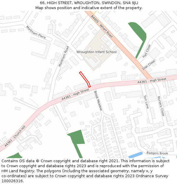 66, HIGH STREET, WROUGHTON, SWINDON, SN4 9JU: Location map and indicative extent of plot