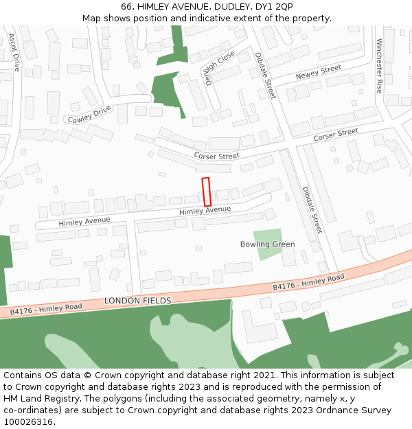 66, HIMLEY AVENUE, DUDLEY, DY1 2QP: Location map and indicative extent of plot