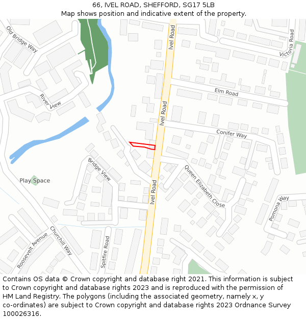 66, IVEL ROAD, SHEFFORD, SG17 5LB: Location map and indicative extent of plot