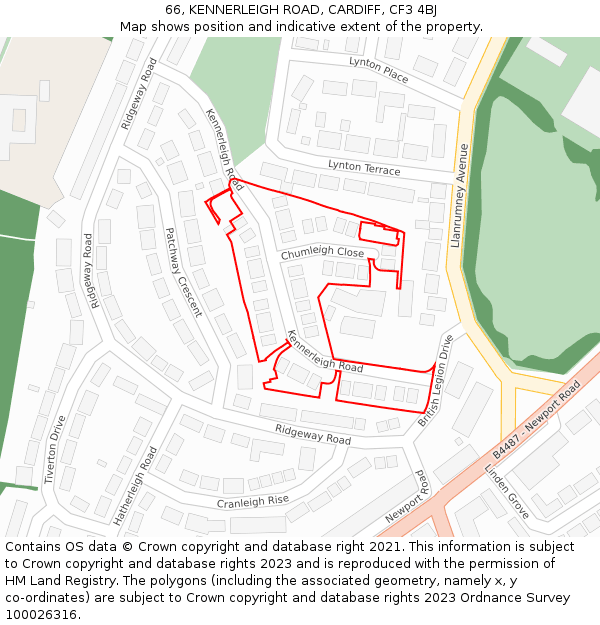 66, KENNERLEIGH ROAD, CARDIFF, CF3 4BJ: Location map and indicative extent of plot