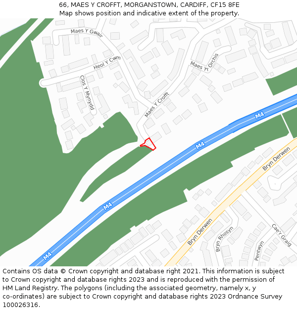 66, MAES Y CROFFT, MORGANSTOWN, CARDIFF, CF15 8FE: Location map and indicative extent of plot