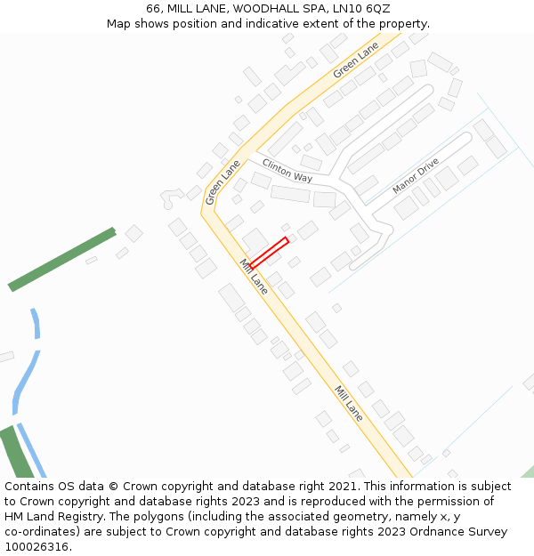 66, MILL LANE, WOODHALL SPA, LN10 6QZ: Location map and indicative extent of plot