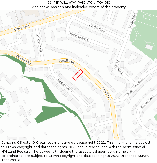 66, PENWILL WAY, PAIGNTON, TQ4 5JQ: Location map and indicative extent of plot