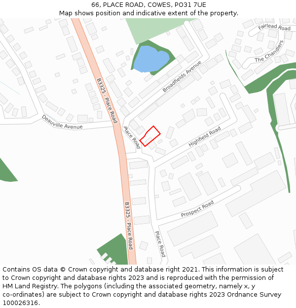 66, PLACE ROAD, COWES, PO31 7UE: Location map and indicative extent of plot