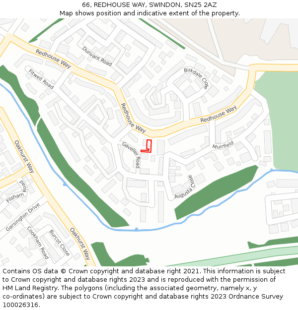 66, REDHOUSE WAY, SWINDON, SN25 2AZ: Location map and indicative extent of plot
