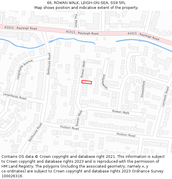 66, ROWAN WALK, LEIGH-ON-SEA, SS9 5PL: Location map and indicative extent of plot