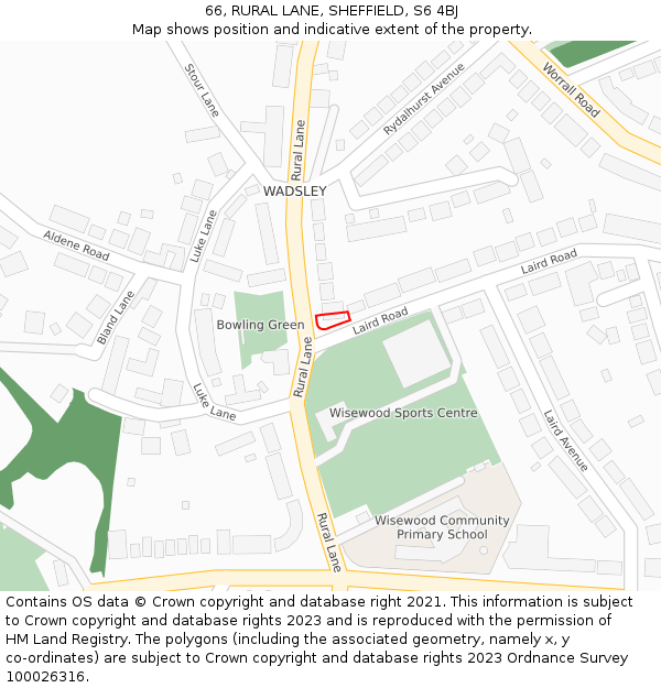 66, RURAL LANE, SHEFFIELD, S6 4BJ: Location map and indicative extent of plot