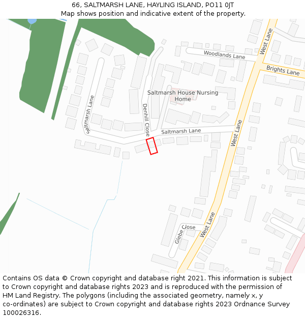 66, SALTMARSH LANE, HAYLING ISLAND, PO11 0JT: Location map and indicative extent of plot