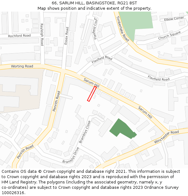 66, SARUM HILL, BASINGSTOKE, RG21 8ST: Location map and indicative extent of plot