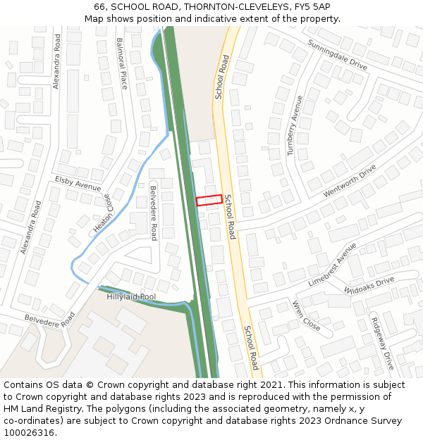 66, SCHOOL ROAD, THORNTON-CLEVELEYS, FY5 5AP: Location map and indicative extent of plot