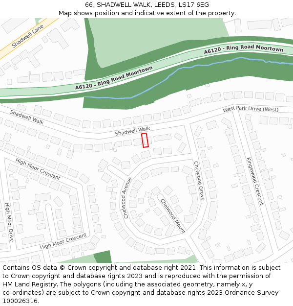 66, SHADWELL WALK, LEEDS, LS17 6EG: Location map and indicative extent of plot