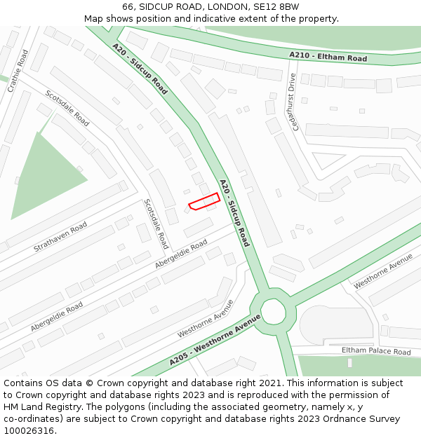 66, SIDCUP ROAD, LONDON, SE12 8BW: Location map and indicative extent of plot
