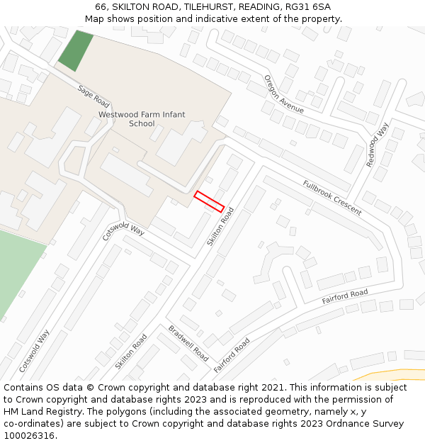 66, SKILTON ROAD, TILEHURST, READING, RG31 6SA: Location map and indicative extent of plot