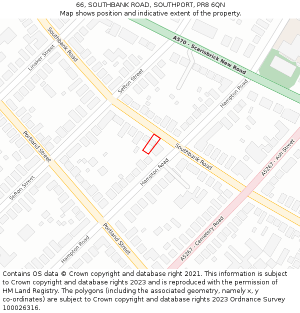 66, SOUTHBANK ROAD, SOUTHPORT, PR8 6QN: Location map and indicative extent of plot