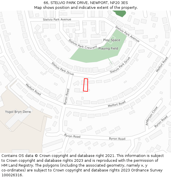 66, STELVIO PARK DRIVE, NEWPORT, NP20 3ES: Location map and indicative extent of plot