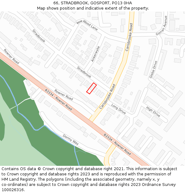 66, STRADBROOK, GOSPORT, PO13 0HA: Location map and indicative extent of plot