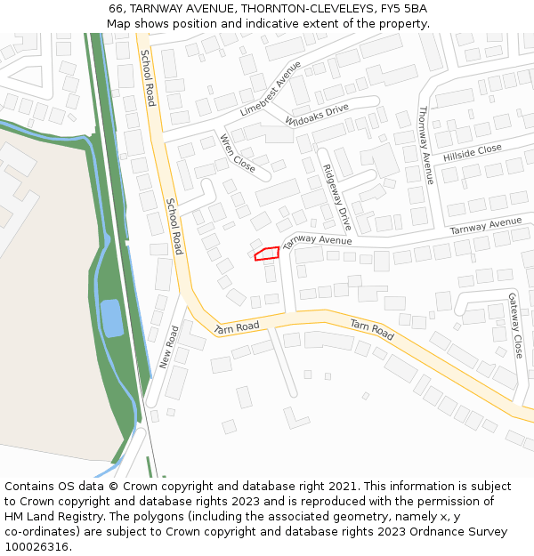 66, TARNWAY AVENUE, THORNTON-CLEVELEYS, FY5 5BA: Location map and indicative extent of plot