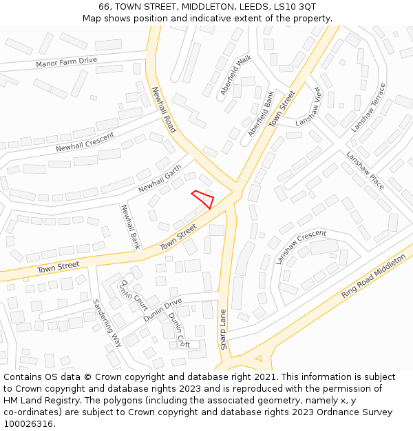 66, TOWN STREET, MIDDLETON, LEEDS, LS10 3QT: Location map and indicative extent of plot