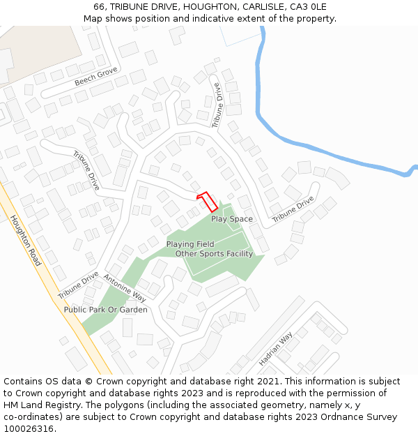 66, TRIBUNE DRIVE, HOUGHTON, CARLISLE, CA3 0LE: Location map and indicative extent of plot