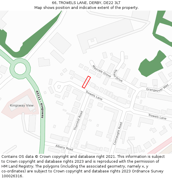 66, TROWELS LANE, DERBY, DE22 3LT: Location map and indicative extent of plot
